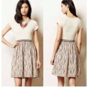 Weston Anthropologie Size XS Arcata Feather Print Crochet Dress